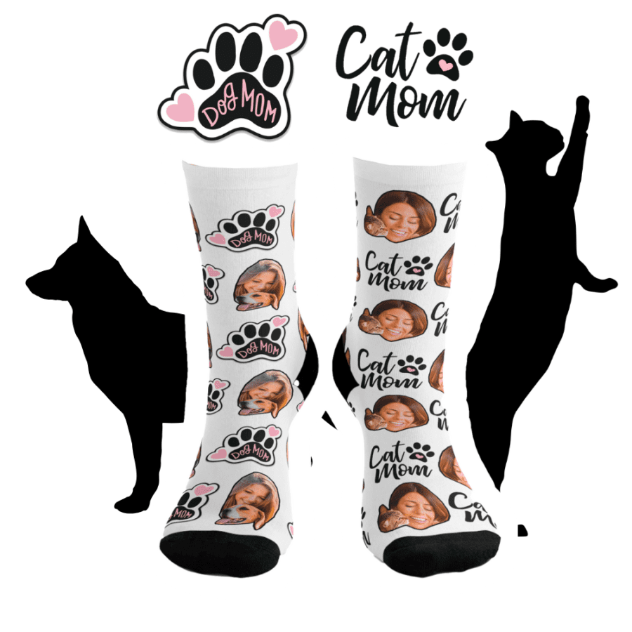 calcetines personalizados, dog mom y cat mom
